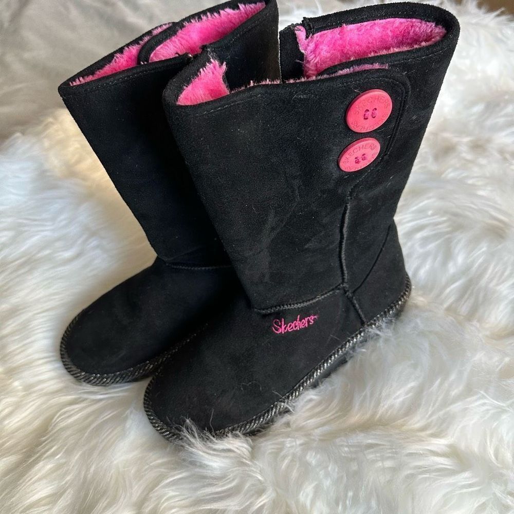 Skechers black/pink youth girl boots